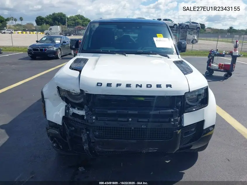 Auction sale of the 2024 Land Rover Defender , vin: SALE27EU1R2343155, lot number: 43491609