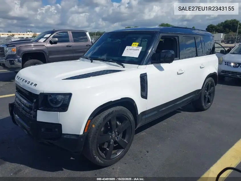 Auction sale of the 2024 Land Rover Defender , vin: SALE27EU1R2343155, lot number: 43491609