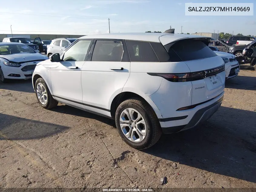 Auction sale of the 2021 Land Rover Range Rover Evoque , vin: SALZJ2FX7MH149669, lot number: 45485416