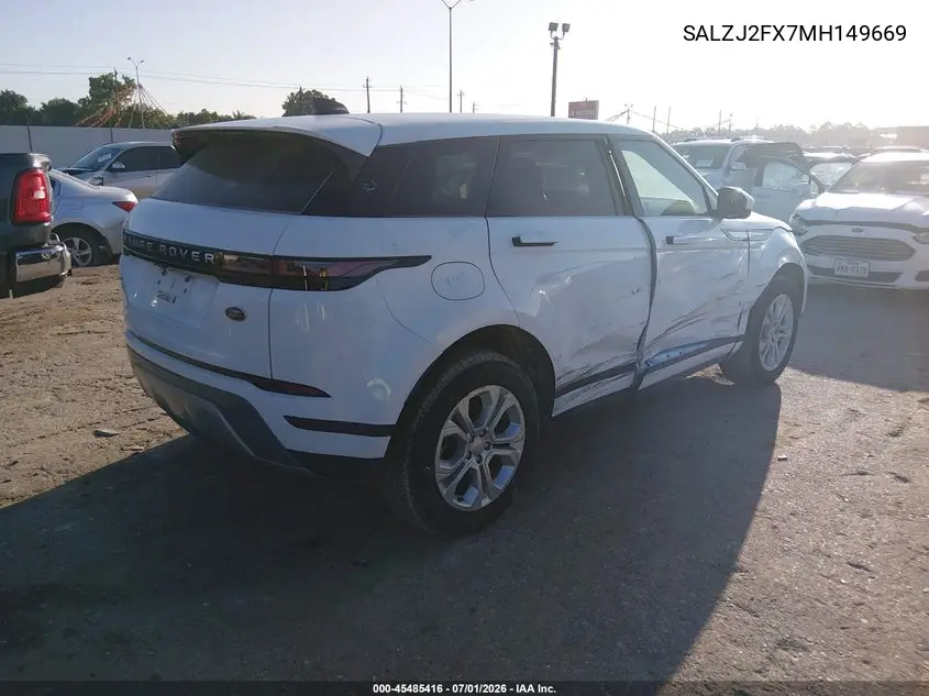 Auction sale of the 2021 Land Rover Range Rover Evoque , vin: SALZJ2FX7MH149669, lot number: 45485416