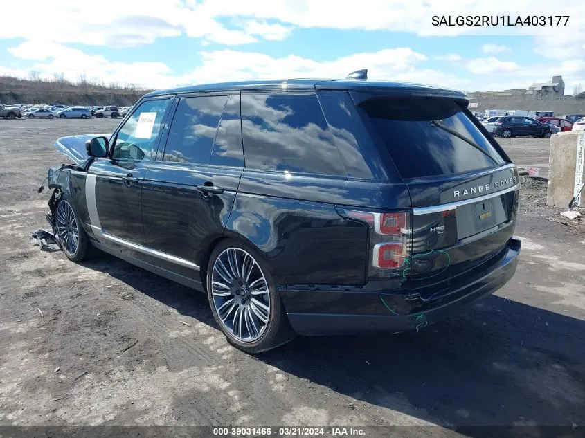 Auction sale of the 2020 Land Rover Range Rover , vin: SALGS2RU1LA403177, lot number: 39031466