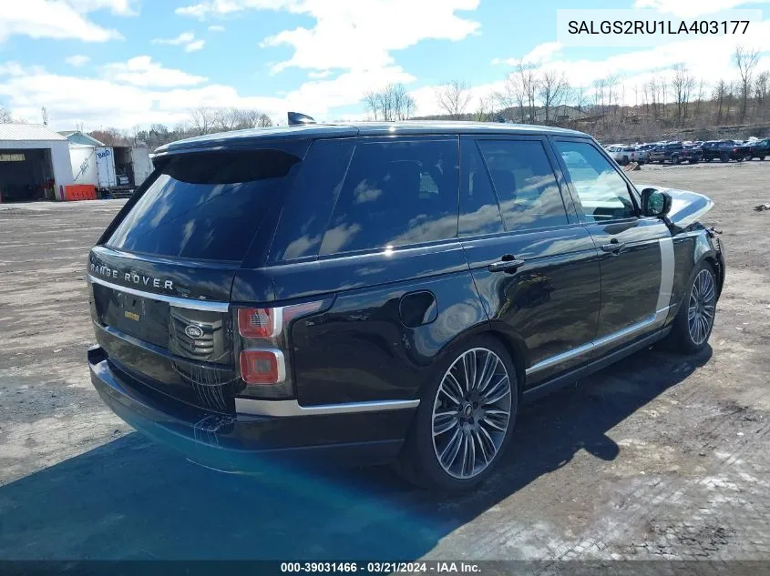 Auction sale of the 2020 Land Rover Range Rover , vin: SALGS2RU1LA403177, lot number: 39031466