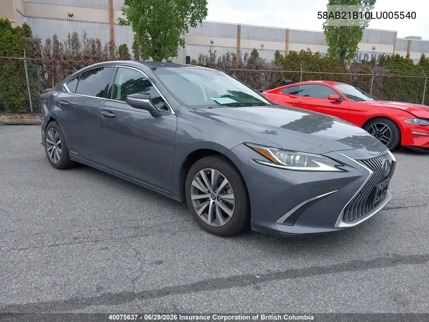 Auction sale of the 2020 Lexus ES , vin: 58AB21B10LU005540, lot number: 40075637