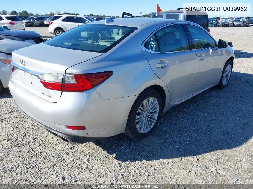 Auction sale of the 2017 Lexus ES , vin: 58ABK1GG3HU039962, lot number: 38431112
