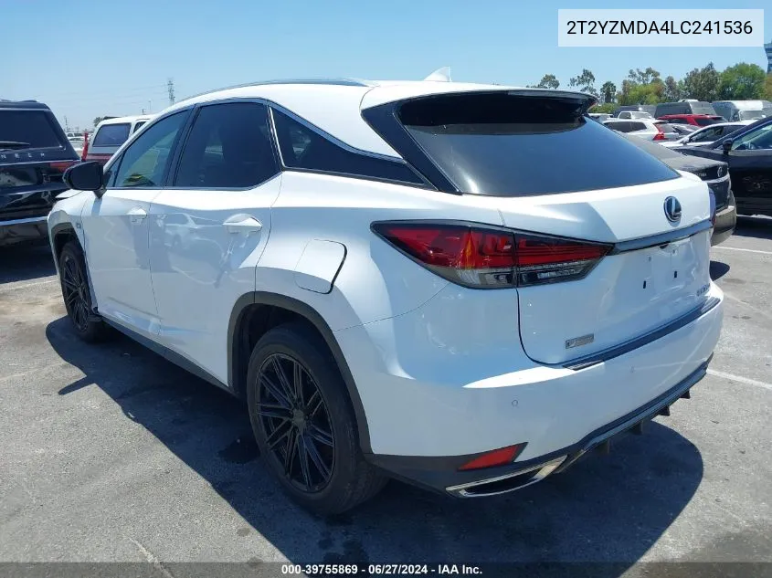 Auction sale of the 2020 Lexus RX , vin: 2T2YZMDA4LC241536, lot number: 39755869
