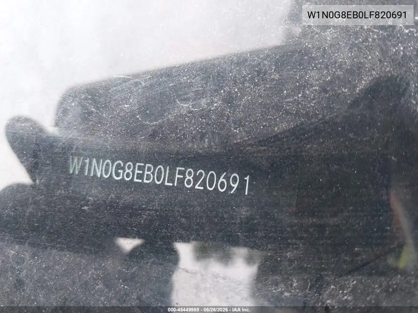 Auction sale of the 2020 Mercedes Benz GLC , vin: W1N0G8EB0LF820691, lot number: 45449989