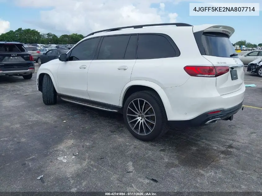 Auction sale of the 2022 Mercedes Benz GLS klasse , vin: 4JGFF5KE2NA807714, lot number: 42741894
