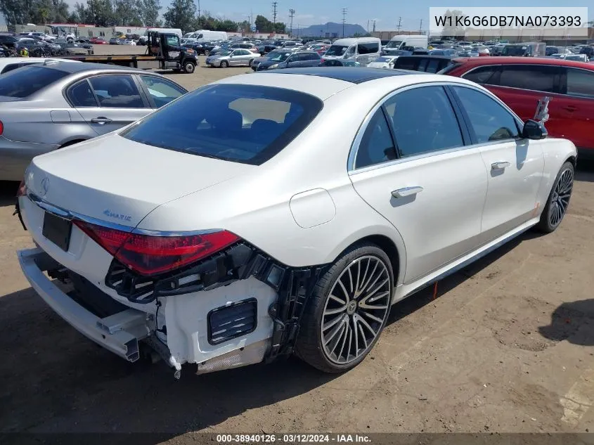 Auction sale of the 2022 Mercedes Benz S klasse , vin: W1K6G6DB7NA073393, lot number: 38940126