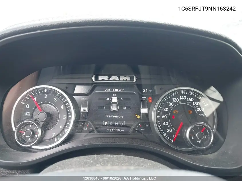 Auction sale of the 2022 RAM 1500 , vin: 1C6SRFJT9NN163242, lot number: 12630648x