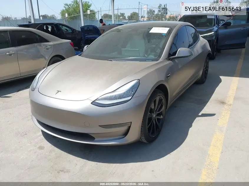 Auction sale of the 2020 Tesla Model 3 , vin: 5YJ3E1EA9LF615643, lot number: 45202088