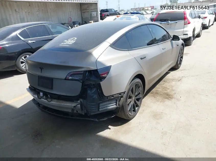 Auction sale of the 2020 Tesla Model 3 , vin: 5YJ3E1EA9LF615643, lot number: 45202088