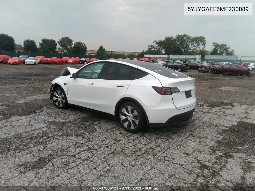 Auction sale of the 2021 Tesla Model Y , vin: 5YJYGAEE6MF230089, lot number: 37089123