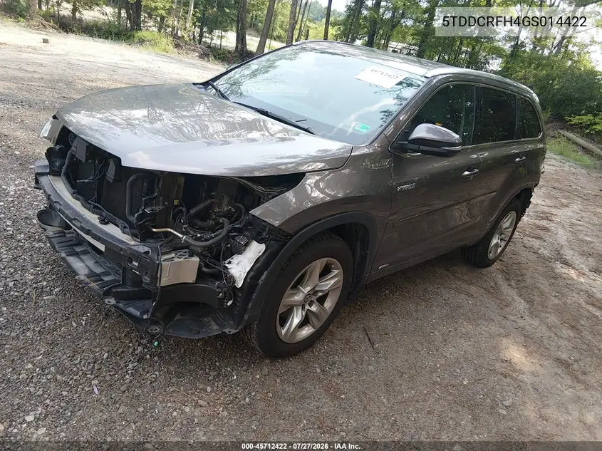 Auction sale of the 2016 Toyota Highlander , vin: 5TDDCRFH4GS014422, lot number: 45712422