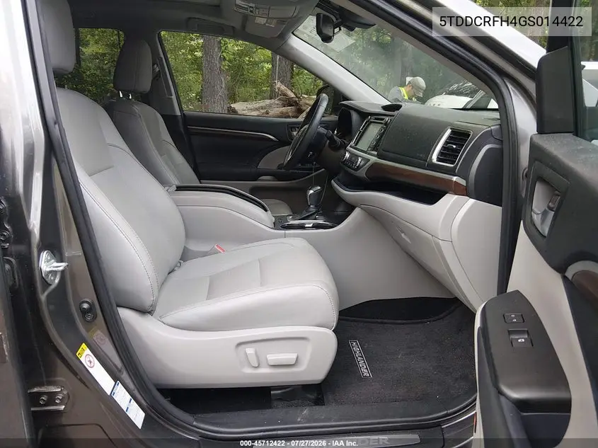 Auction sale of the 2016 Toyota Highlander , vin: 5TDDCRFH4GS014422, lot number: 45712422