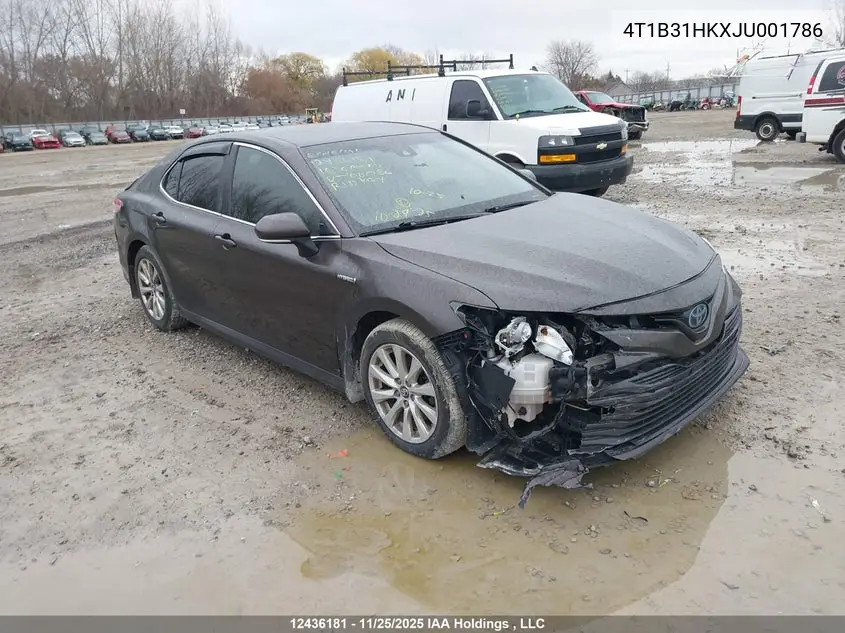 Auction sale of the 2018 Toyota Camry , vin: 4T1B31HKXJU001786, lot number: 12436181