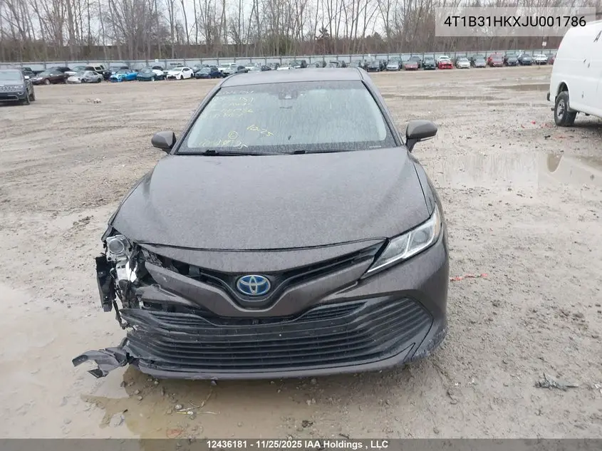 Auction sale of the 2018 Toyota Camry , vin: 4T1B31HKXJU001786, lot number: 12436181