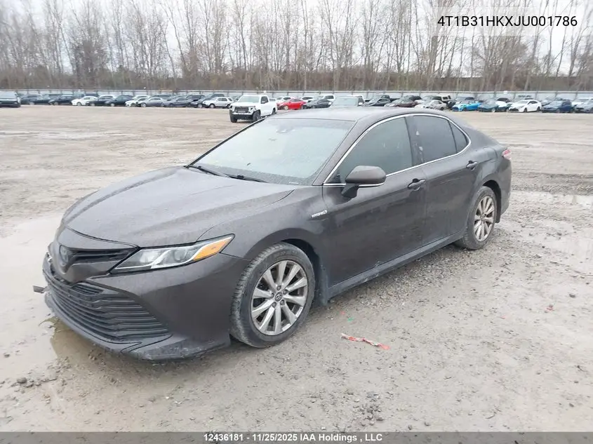 Auction sale of the 2018 Toyota Camry , vin: 4T1B31HKXJU001786, lot number: 12436181