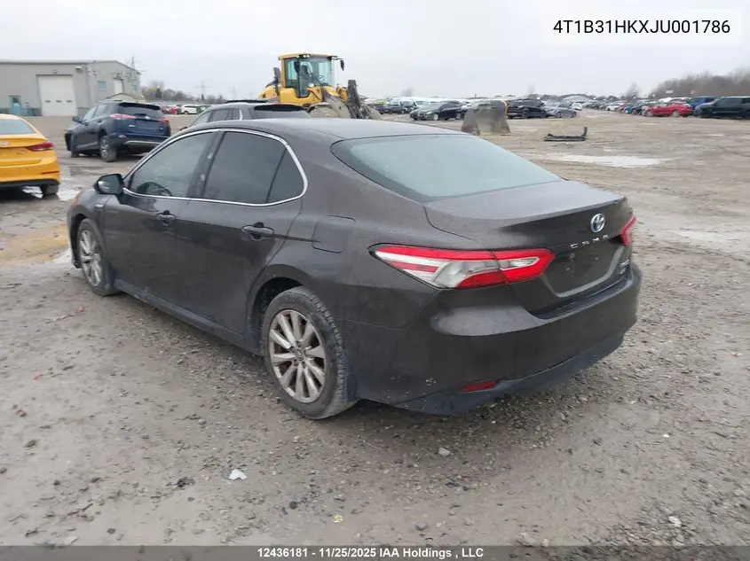 Auction sale of the 2018 Toyota Camry , vin: 4T1B31HKXJU001786, lot number: 12436181