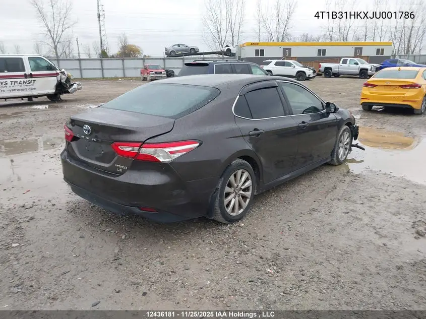 Auction sale of the 2018 Toyota Camry , vin: 4T1B31HKXJU001786, lot number: 12436181