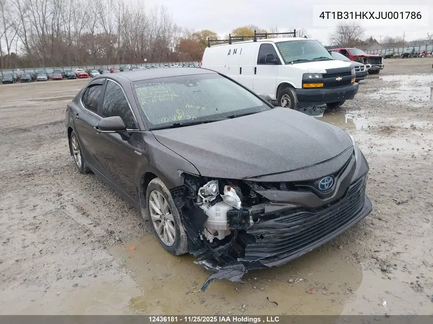 Auction sale of the 2018 Toyota Camry , vin: 4T1B31HKXJU001786, lot number: 12436181
