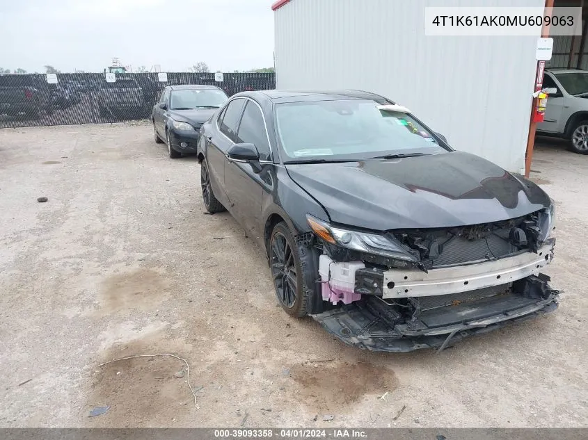 Auction sale of the 2021 Toyota Camry , vin: 4T1K61AK0MU609063, lot number: 39093358