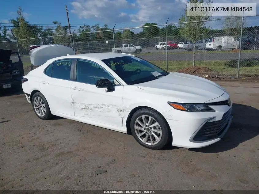 Auction sale of the 2021 Toyota Camry , vin: 4T1C11AK7MU484548, lot number: 44882803