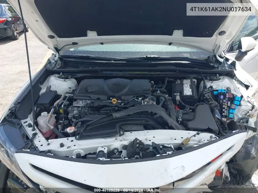 Auction sale of the 2022 Toyota Camry , vin: 4T1K61AK2NU017634, lot number: 40109225