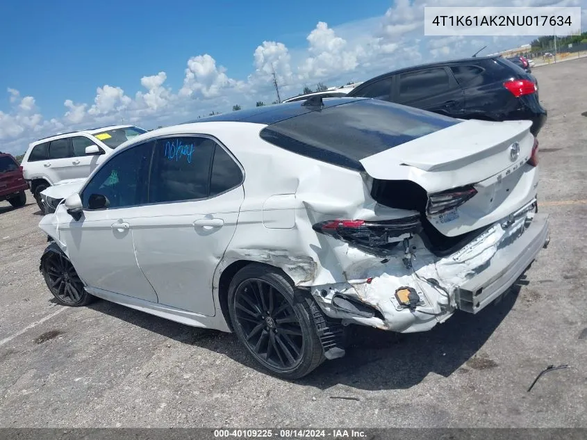 Auction sale of the 2022 Toyota Camry , vin: 4T1K61AK2NU017634, lot number: 40109225