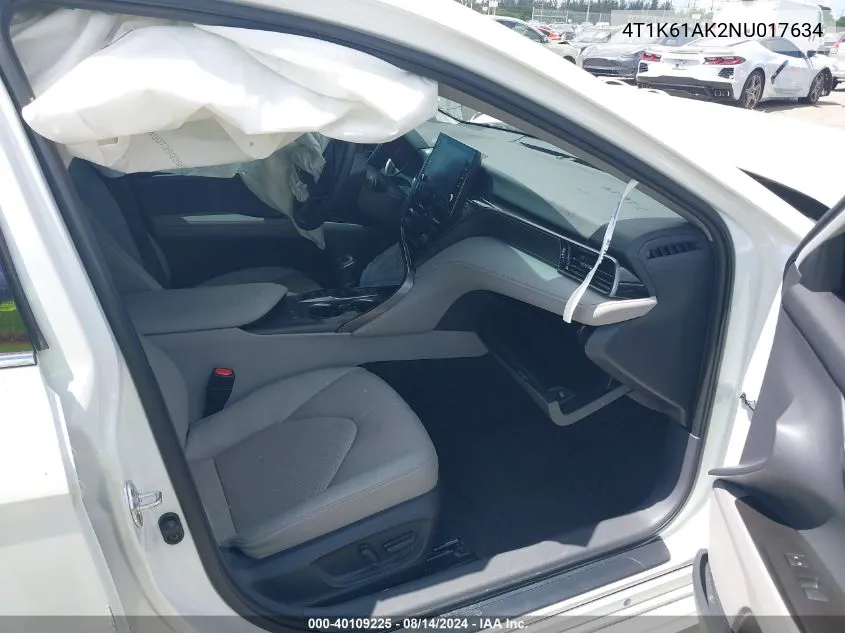Auction sale of the 2022 Toyota Camry , vin: 4T1K61AK2NU017634, lot number: 40109225
