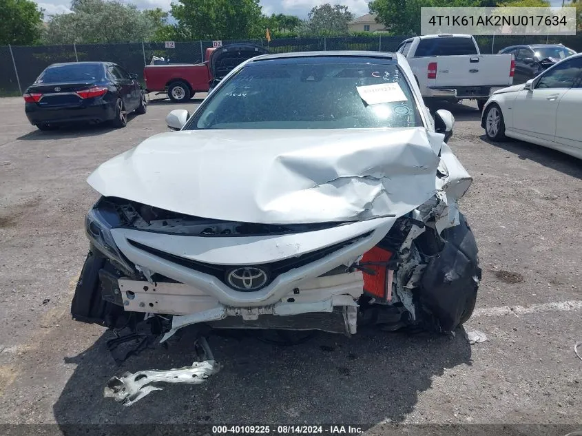 Auction sale of the 2022 Toyota Camry , vin: 4T1K61AK2NU017634, lot number: 40109225