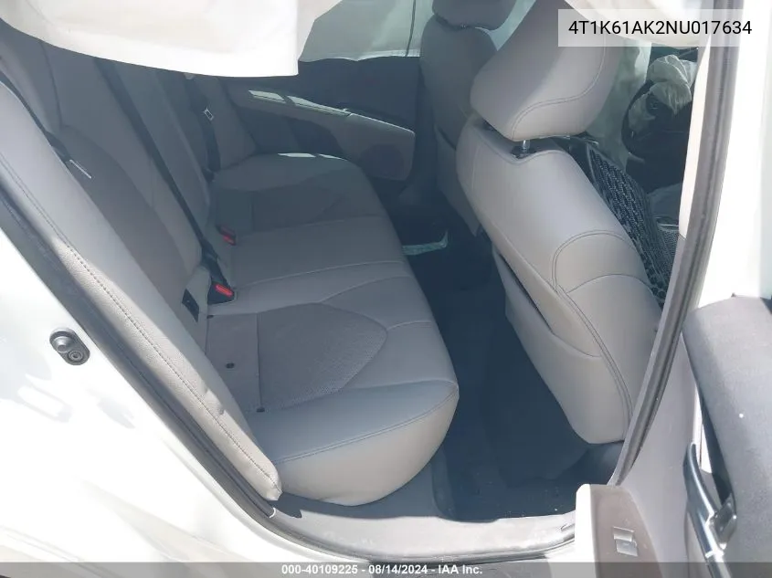 Auction sale of the 2022 Toyota Camry , vin: 4T1K61AK2NU017634, lot number: 40109225