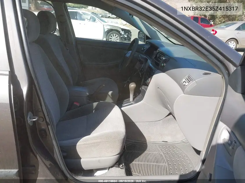 Auction sale of the 2005 Toyota Corolla , vin: 1NXBR32E35Z415317, lot number: 46116684