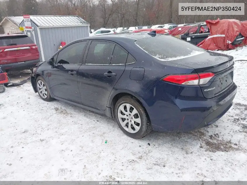 Auction sale of the 2022 Toyota Corolla , vin: 5YFEPMAE2NP350424, lot number: 44013586