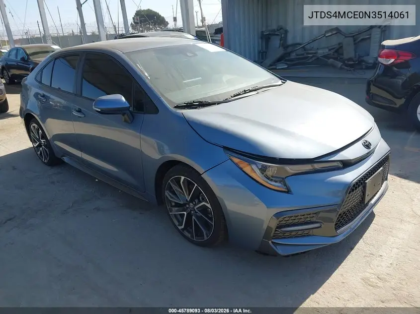 Auction sale of the 2022 Toyota Corolla , vin: JTDS4MCE0N3514061, lot number: 45789093