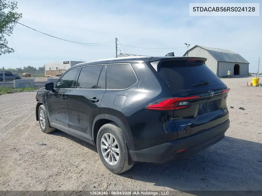 Auction sale of the 2024 Toyota Highlander , vin: 5TDACAB56RS024128, lot number: 12626240