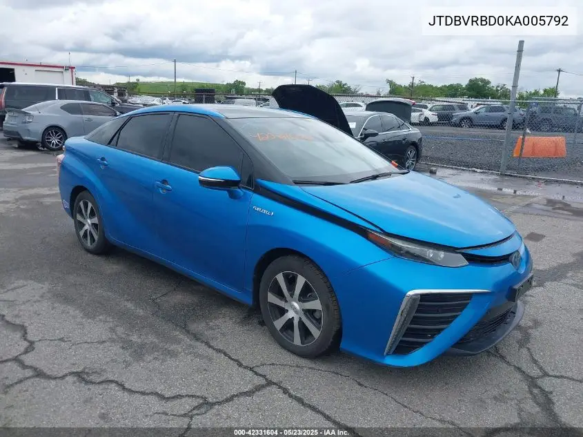 Auction sale of the 2019 Toyota Mirai , vin: JTDBVRBD0KA005792, lot number: 42331604