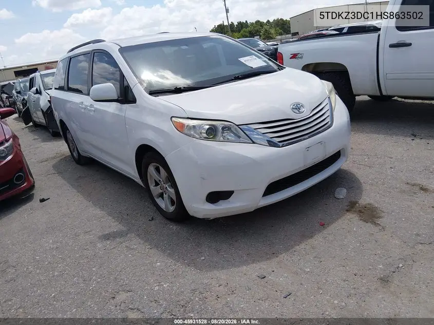 Auction sale of the 2017 Toyota Sienna , vin: 5TDKZ3DC1HS863502, lot number: 45931528