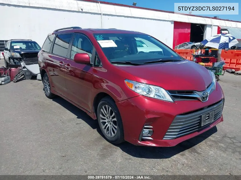 Auction sale of the 2020 Toyota Sienna , vin: 5TDYZ3DC7LS027194, lot number: 39791579