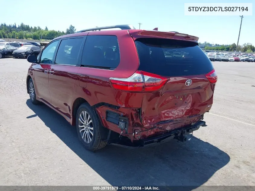 Auction sale of the 2020 Toyota Sienna , vin: 5TDYZ3DC7LS027194, lot number: 39791579