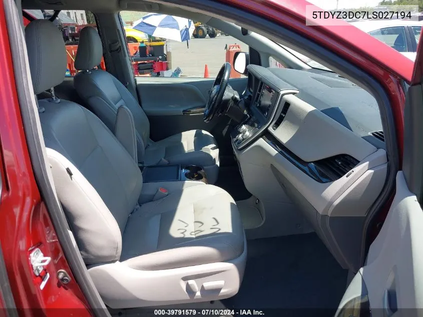 Auction sale of the 2020 Toyota Sienna , vin: 5TDYZ3DC7LS027194, lot number: 39791579